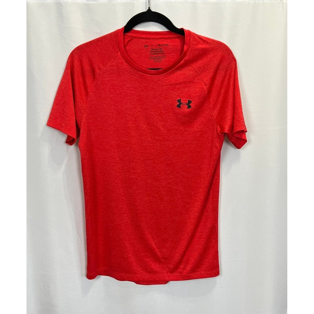 Under Armour Mens Tech Tee HeatGear Short Sleeve Shirt Red Heather XS Loose Fit